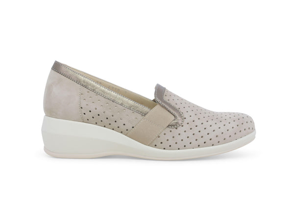 Melluso Scarpe Slip-On Zeppa Comfort per l'Estate Tomaia Pelle Beige R30618Z-243445